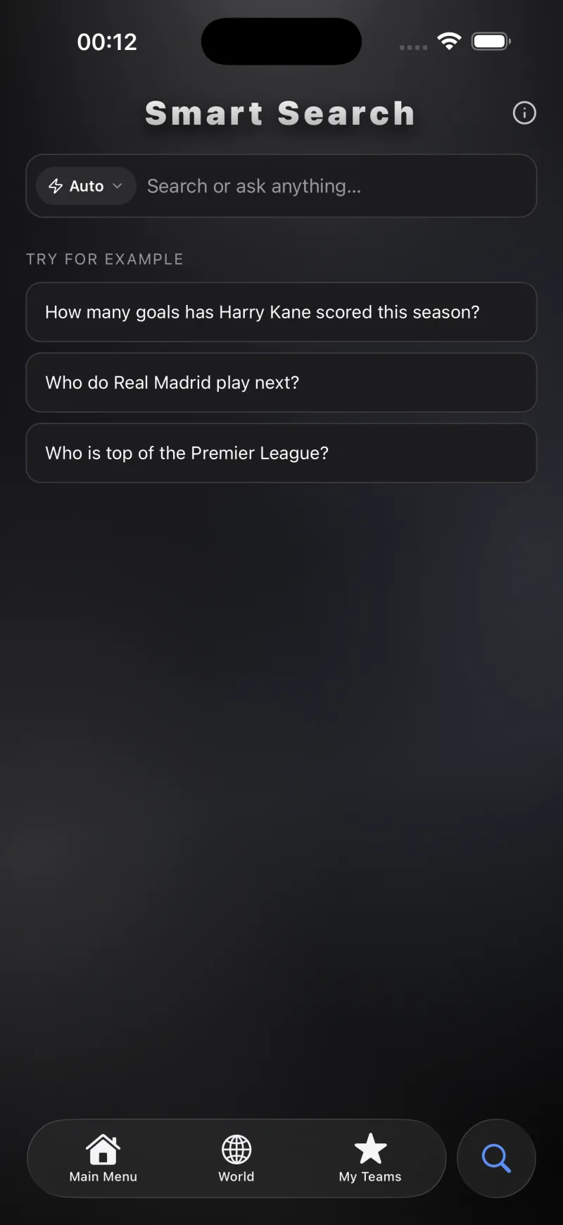 Smart Search screen